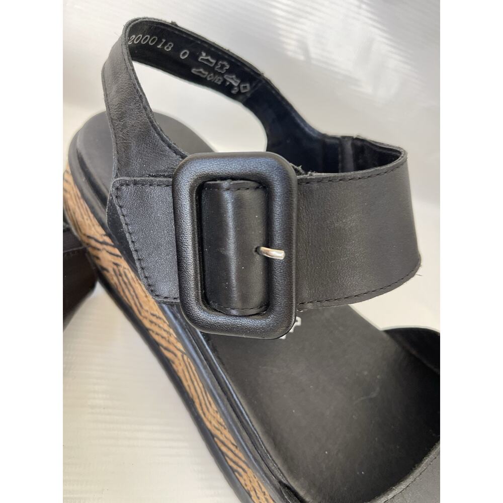 Rieker Womens Revolution Wedge Sandal Black Sz 42 Us 10.5 Leather - Picture 12 of 12